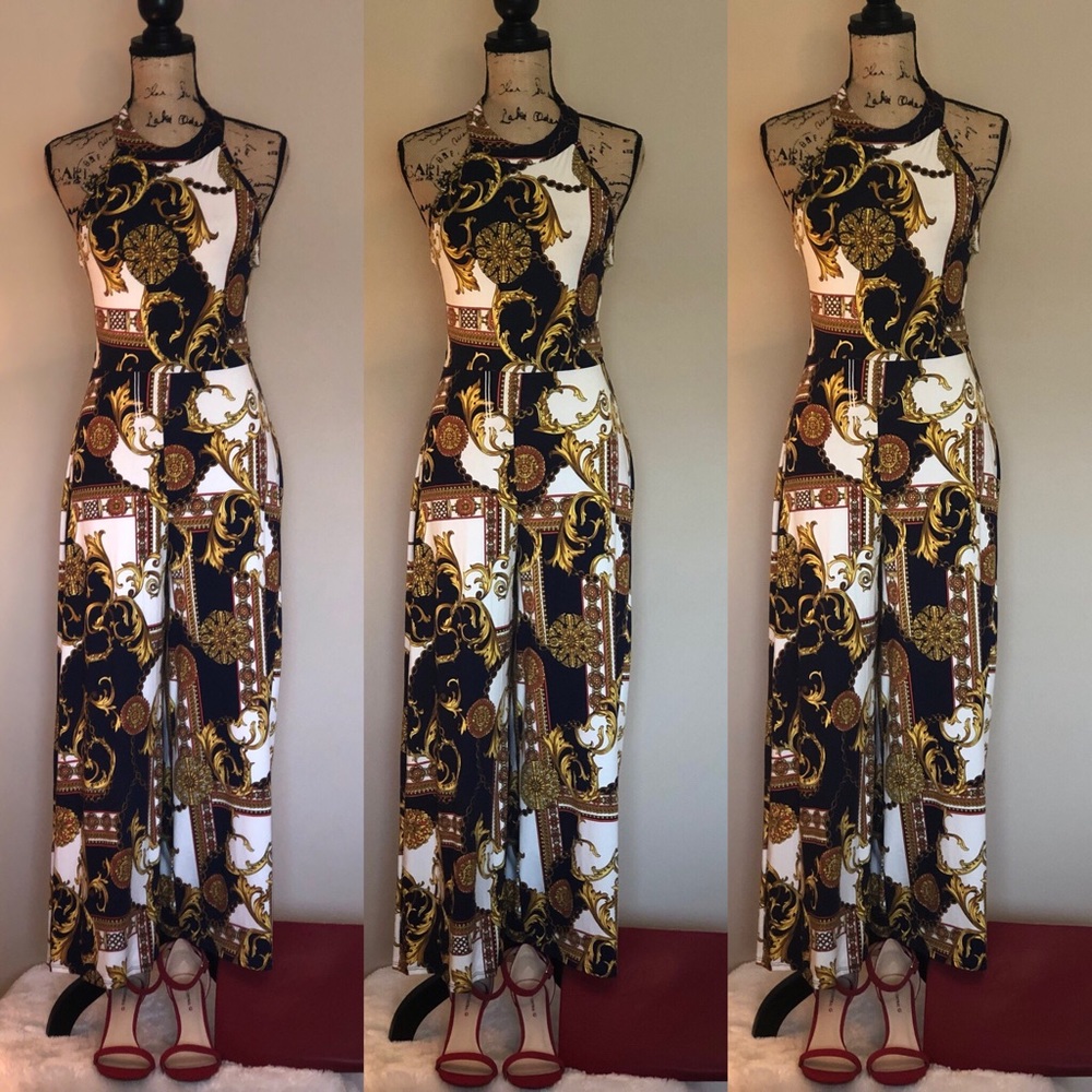 Bonded Navy Gold Jumpsuit